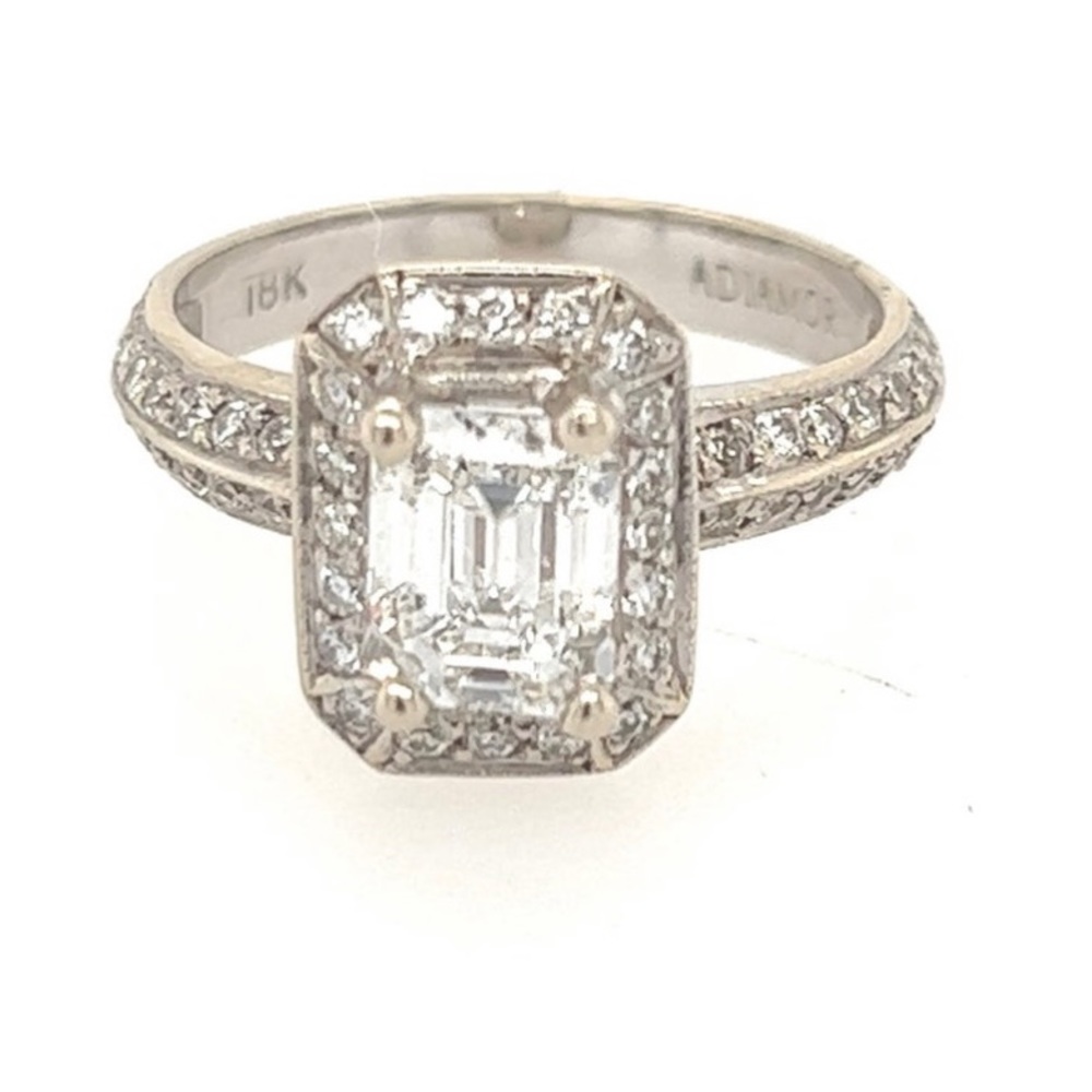 Spectacular vintage diamond ring. Emerald cut 1.50 cts 18kt y/g size 61/2 🎁